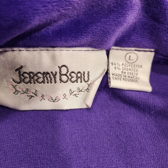 VINTAGE JEREMY BEAU PURPLE PLUSH BUTTON-DOWN SHIRT SIZE LARGE - Picture 3 of 3